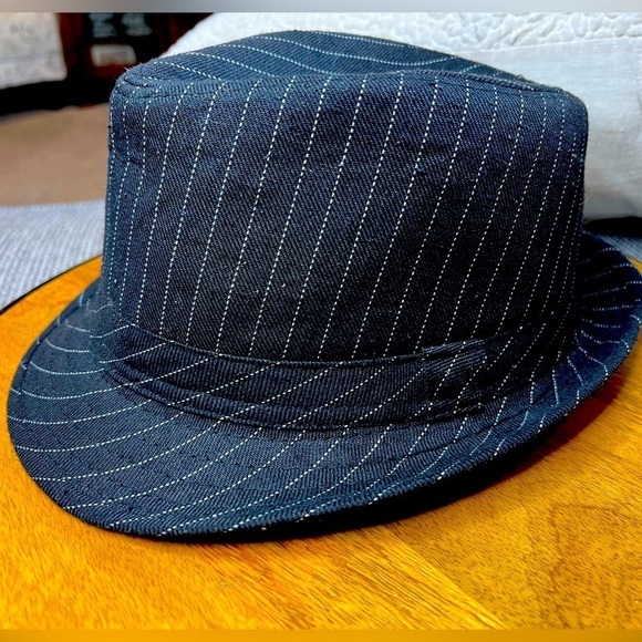Milani Accessories - H008. Milani Pinstripe Style Fedora Hat with Matching Band L/XL